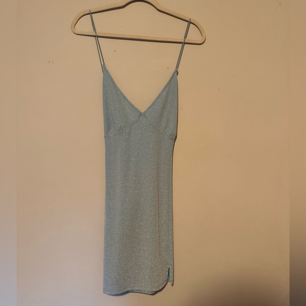 GUC H&M Divided Shimmering Light Blue Flirty Dress
